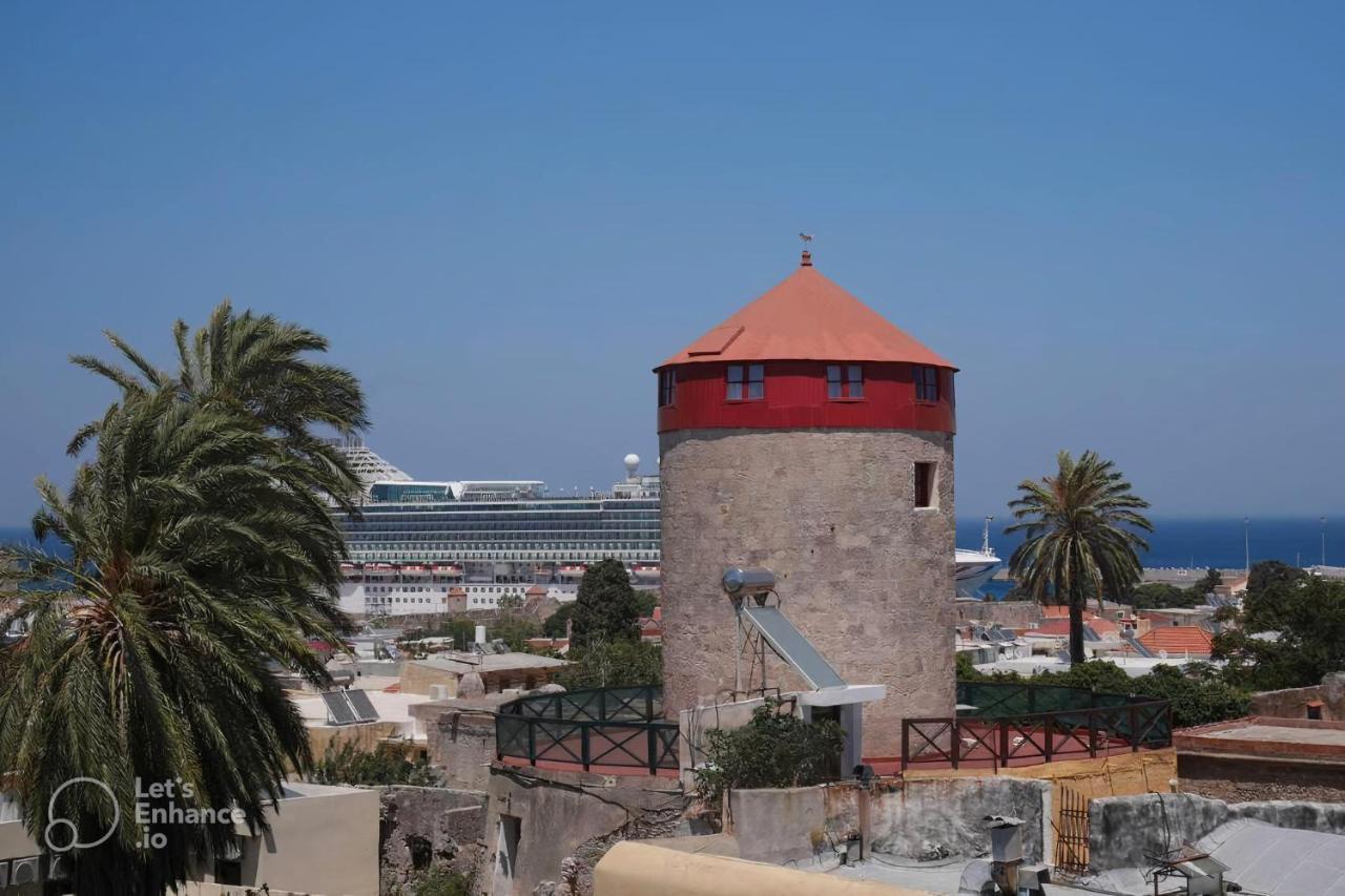 A Medieval Windmill Tower With Magnificent View Rhodes City Exteriör bild